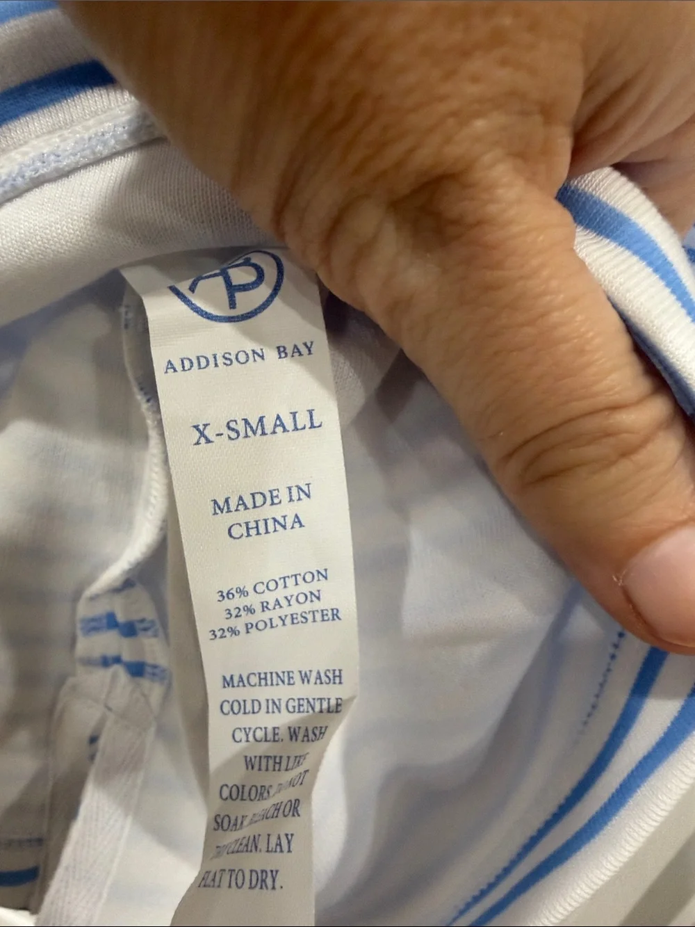 NWOT Addison Bay Penny Pullover Blue and White Puff-Sleeve Long Sleeve Top - Picture 6 of 6